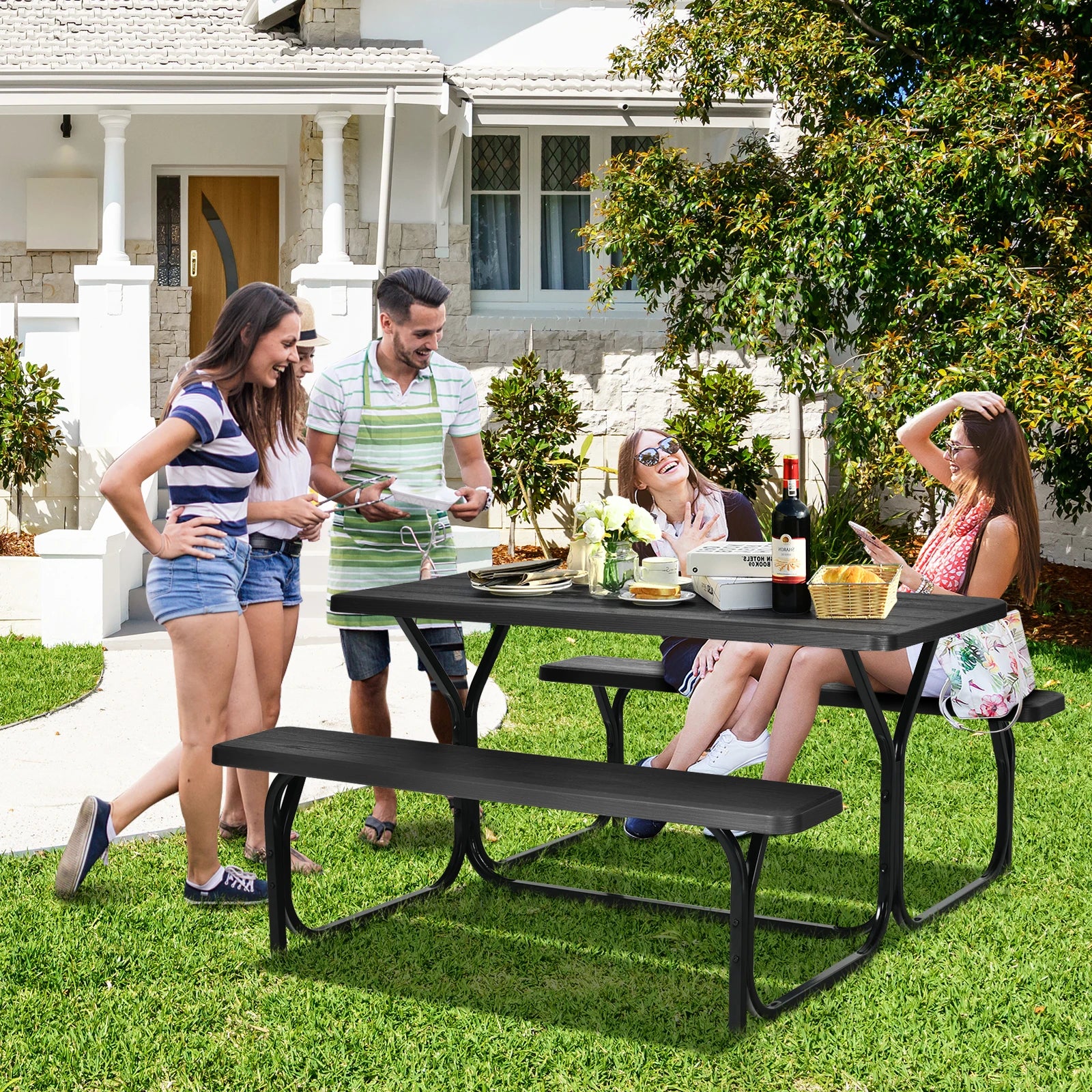 Outdoor Picnic Table Bench Set for Backyard & Patio Dining
