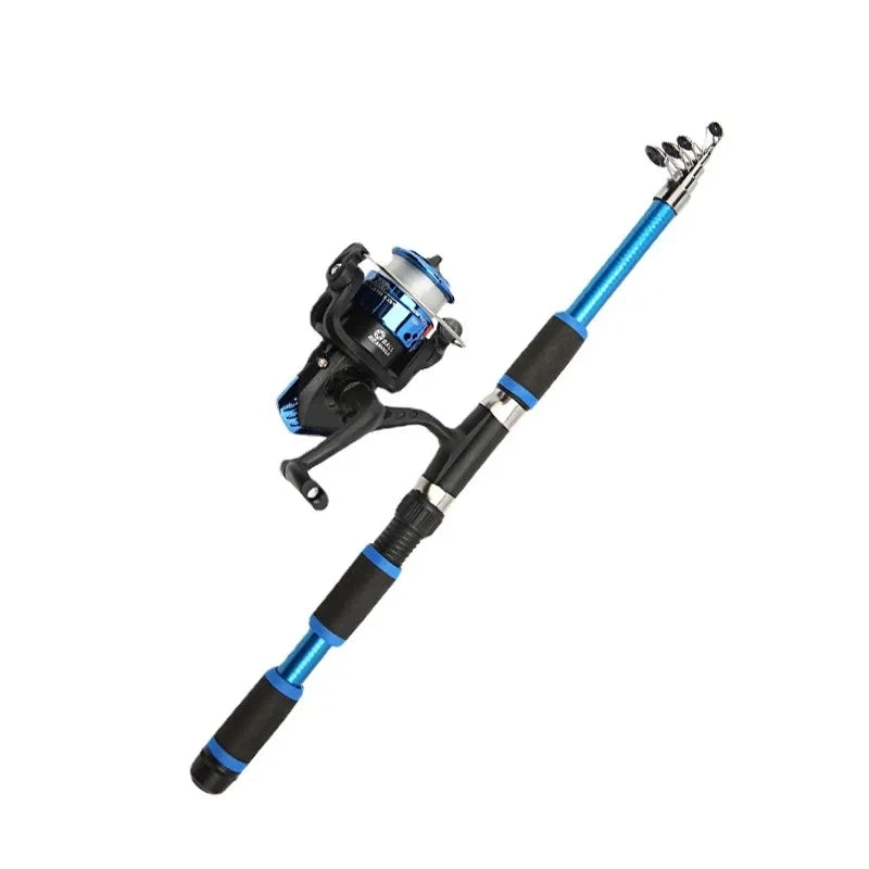 Fishing Pole Set with Telescopic Rod & Spinning Reel